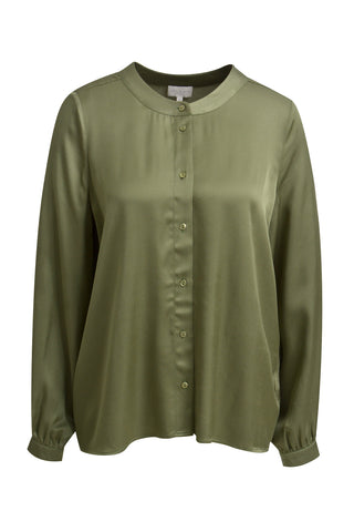 Blouse w neckpanel + placket and 1/1 sleeves