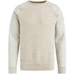 R-neck knit sweat combination